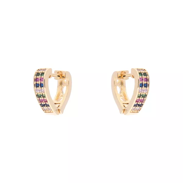 Brinco Argola P Coração Cravejado de Zircônias Coloridas by Kumbayá Joias 