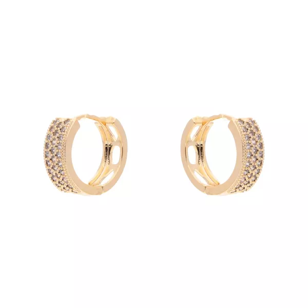 Brinco Argola 3 Fileiras Cravejada de Zircônias by Kumbayá Joias 