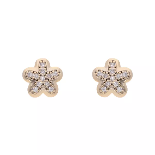 Brinco Flor Com Zircônias Incolores By Kumbayá Joias