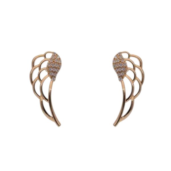 Brinco Asas De Anjo Com a Base Cravejada De Zirconia Incolor By Kumbayá Joias