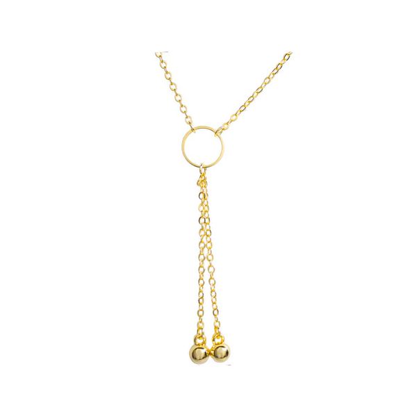 Colar Círculo Vazado Com Correntes Penduradas e Esferas Banhado a Ouro 18k