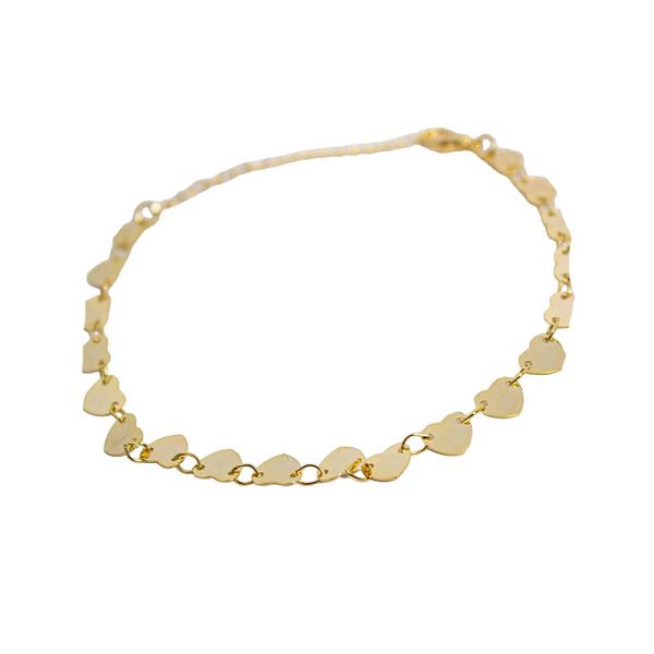 Pulseira Corações Medalha Banhado a Ouro 18k
