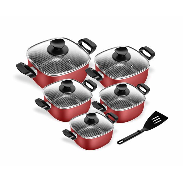 Conjunto de Caçarolas Quadrado Vermelho