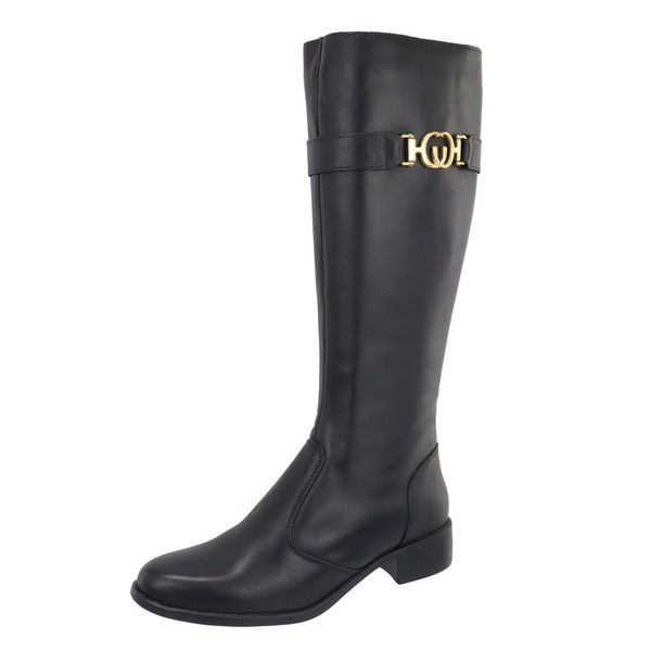 Bota Montaria Couro Legitimo Fivela Lateral Preta 
