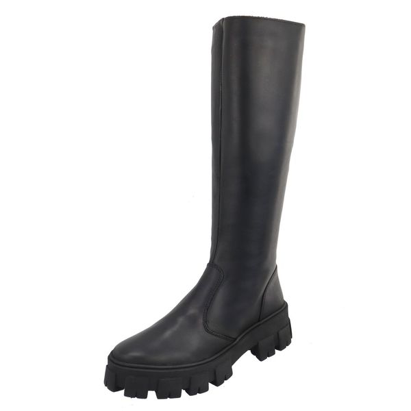 Bota Couro Legitimo Cano Longo Laura Preta