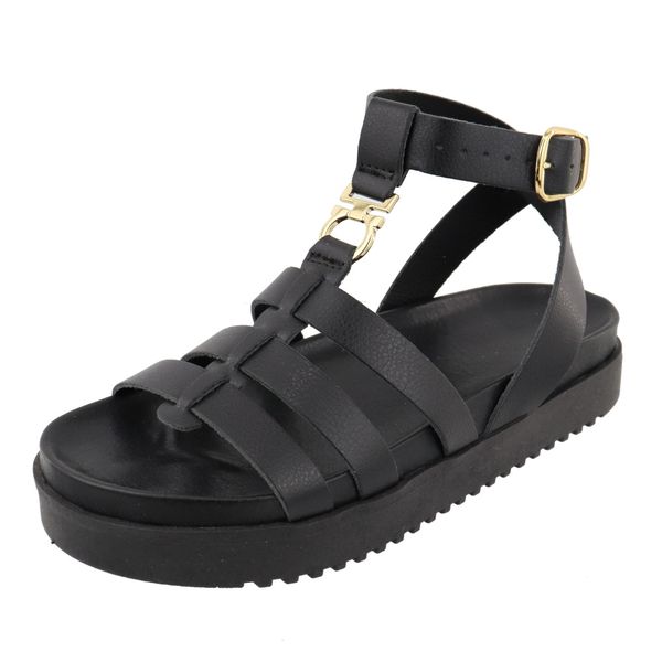 Sandália Flatform Gladiadora Virginia Preta