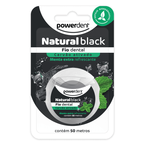Fio Dental Powerdent Natural Black