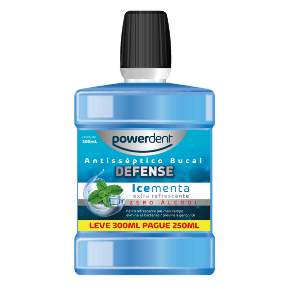 Antisséptico Powerdent Zero Álcool Menta L300 P250ml