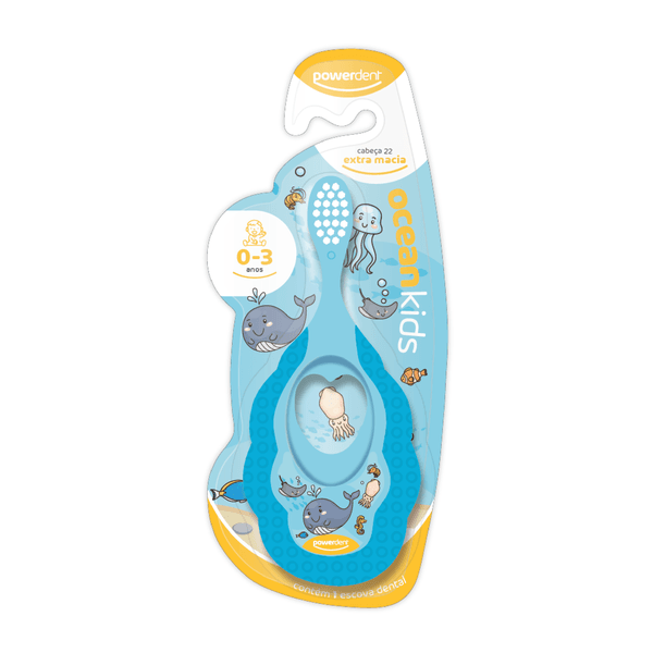 Escova de Dentes Powerdent Infantil Mordedor Ocean Kids