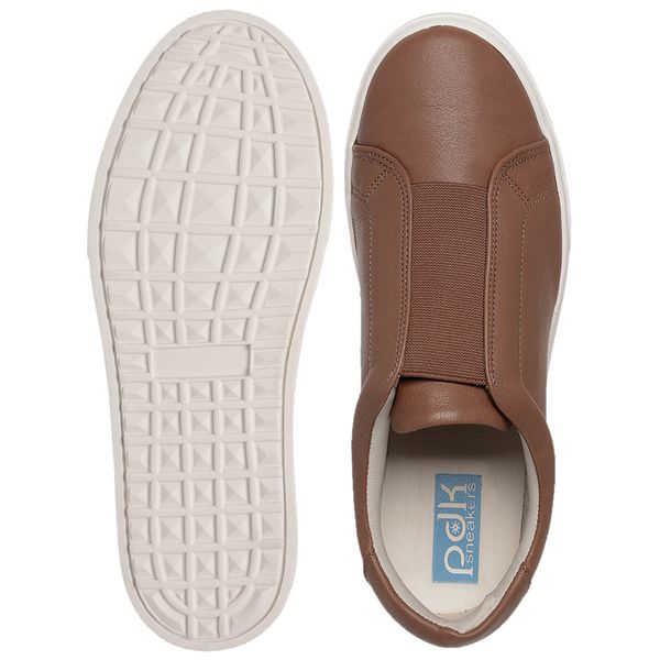 Tênis Slip On Couro Premium Plume Whisky 1002