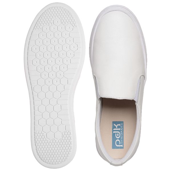 Tênis Slip On Couro Premium Confort Branco 1200