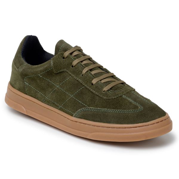 Tênis Casual Couro Premium Camurça Verde Militar 7705 