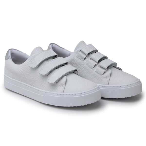 Tênis Slip On Couro Legitimo Fly Branco Metalizado 2900