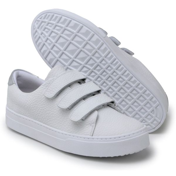 Tênis Slip On Couro Legitimo Fly Branco Metalizado 2900