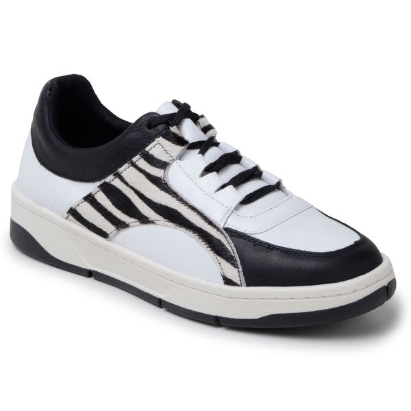 Tênis Casual Couro Premium Branco Preto Pelo Onça/ Zebra 2001