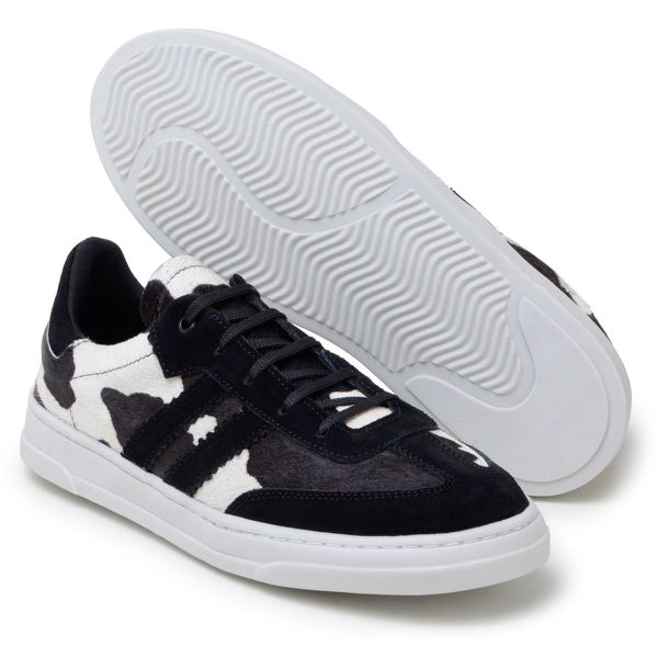 Tênis Couro Premium Couro Animal Print Pelo 2042