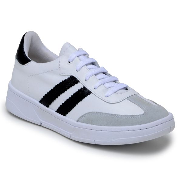 Tênis Casual Couro Premium Paris Branco Verde 2042