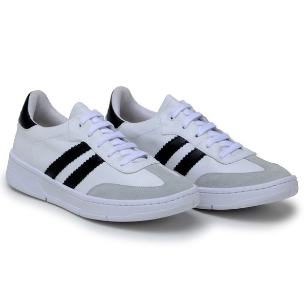 Tênis Casual Couro Premium Paris Branco Verde 2042
