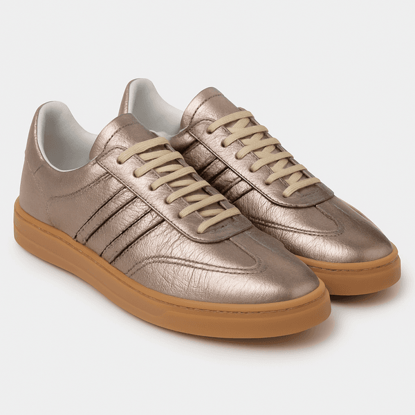 Tênis Casual Couro Premium Plume Metalic Glace 2042