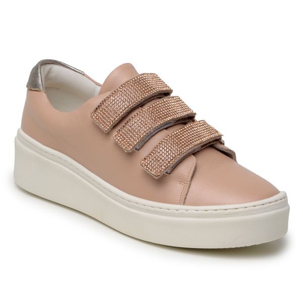 Tênis Slip On Couro Legitimo Luxo Strass 2900