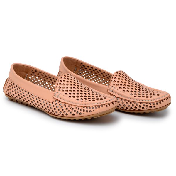 Mocassim Couro Premium Plume Pessego Laser 8065