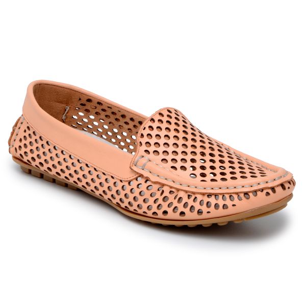 Mocassim Couro Premium Plume Pessego Laser 8065