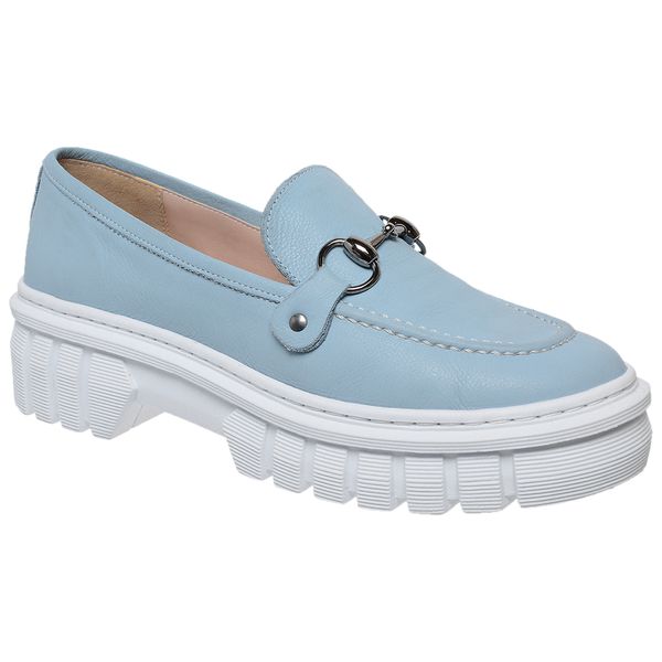 Mocassim Couro Premium Plume Azul Céu 6004