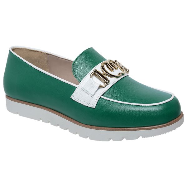 Mocassim Couro Premium Confort Verde /Fly Branco 6005