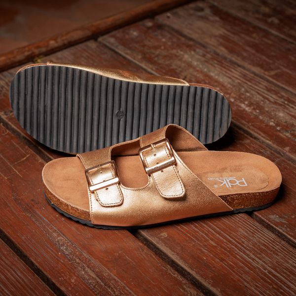 Birk Couro Premium Confort Metalizado Dourado 100