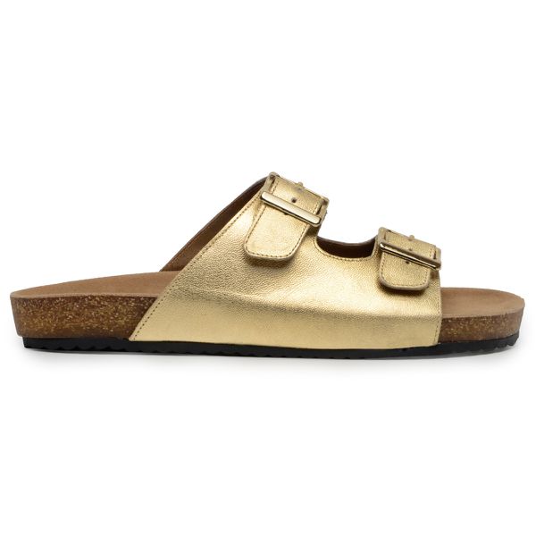 Birk Couro Premium Confort Metalizado Dourado 100