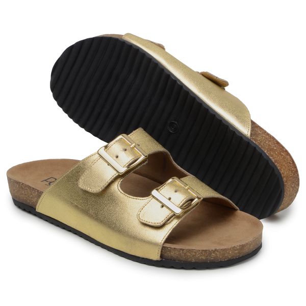 Birk Couro Premium Confort Metalizado Dourado 100