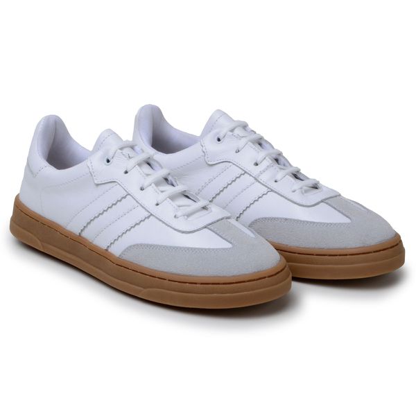 Tênis Casual Couro Premium Paris Off White Caramelo 2042