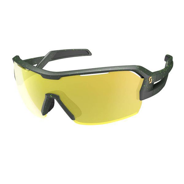 Oculos Scott Spur Preto e Amarelo c/ Lente Amarelo Espelhado