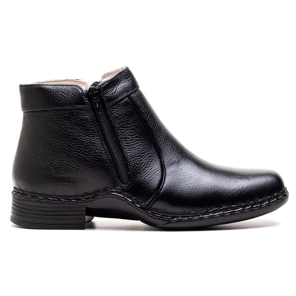 Botina Couro Floter Preto Comfort 