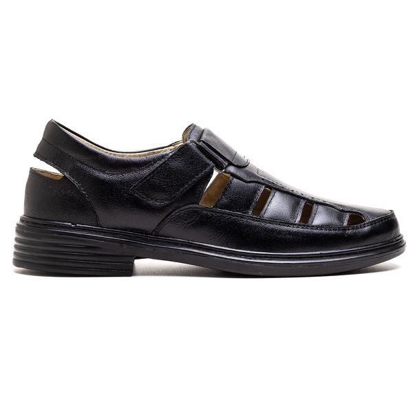 Sandália Comfort Masculino em Couro Preto