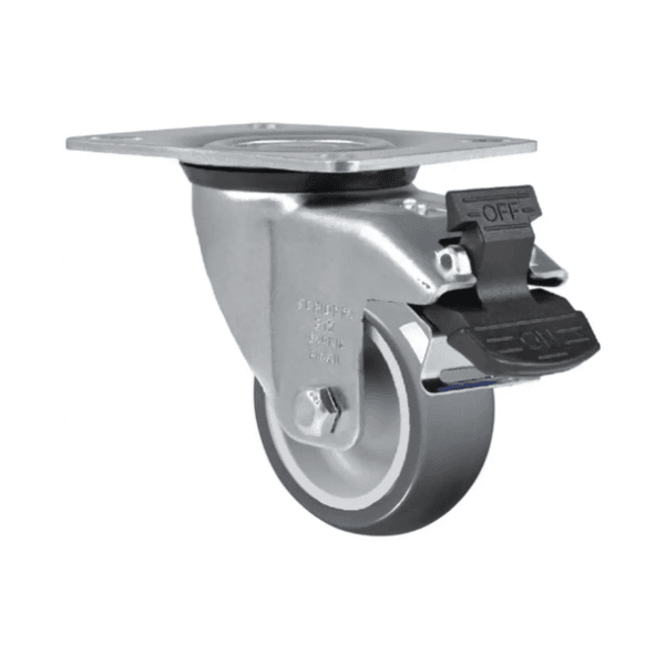 Rodizio Giratório PVC L12 75mm para até 60kg com Freio G Schioppa GL 312 BP G 60KG
