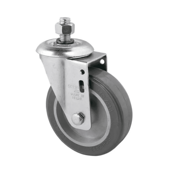 Rodizio Giratório PVC L12 75mm para até 60kg com Espiga Roscada 1/2Pol. Schioppa GLE 312 BP 60KG