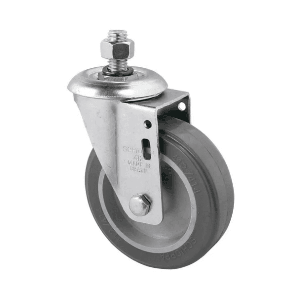 Rodizio Giratório PVC L12 100mm para até 65kg com Espiga Roscada 1/2Pol. Schioppa GLE 412 BP 65KG