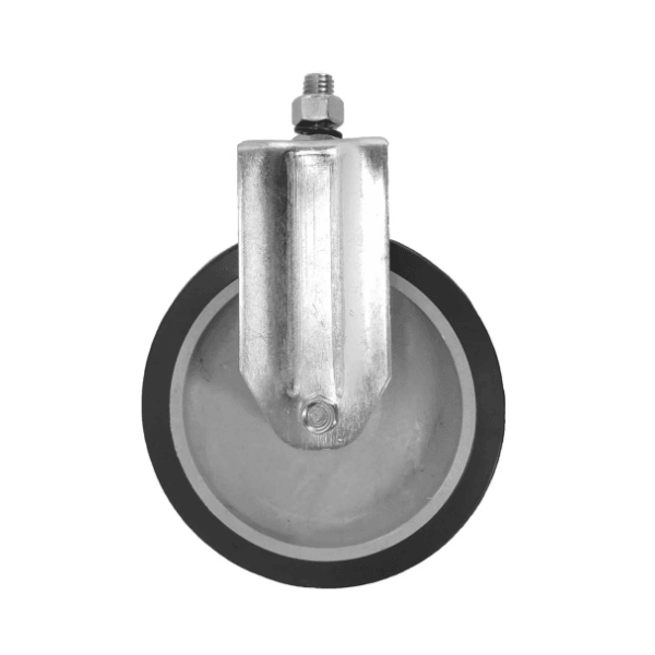 Rodizio Fixo PVC L12 100mm para até 65kg com Espiga Roscada 1/2Pol. Schioppa FLE 412 BP 65KG
