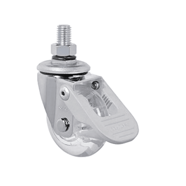 Rodizio Giratório GEL Colorgel 50mm com para até 40kg com Espiga Roscada 3/8Pol. e Freio FP Schioppa GLAE 210 GEL FP 40KG