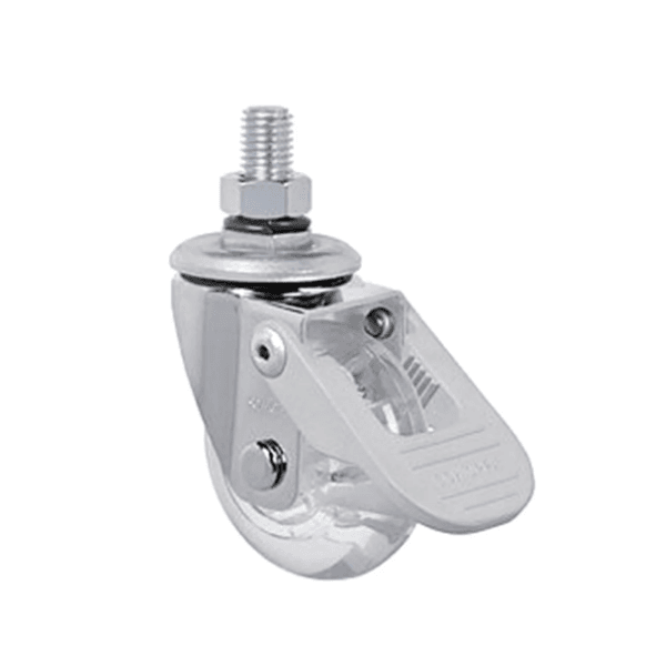 Rodizio Giratório GEL Colorgel 75mm com para até 50kg com Espiga Roscada 3/8Pol. e Freio FPI Schioppa GLAE 310 GEL FPI 50KG