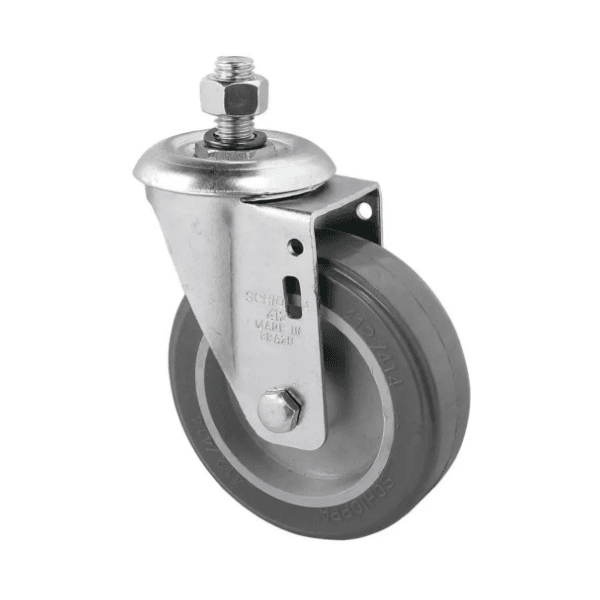 Rodizio Giratório PVC L12 125mm para até 75kg com Espiga Roscada 1/2Pol. Schioppa GLE 512 BP 75KG