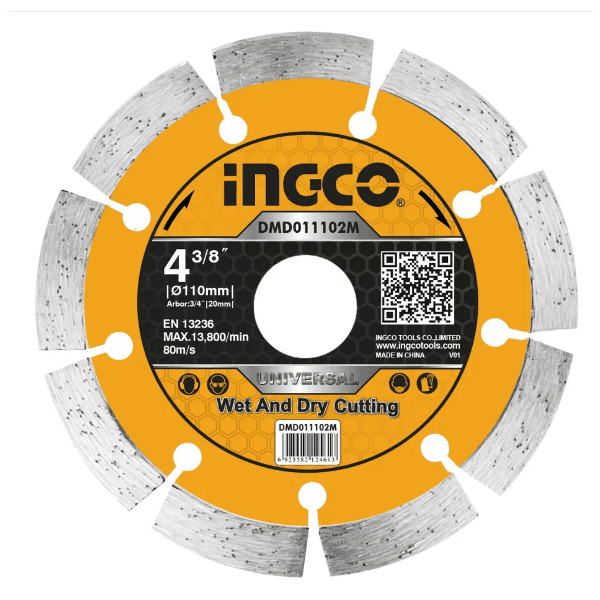Disco Diamantado Segmentado Ingco 4.3/8pol (110mm X20mm)
