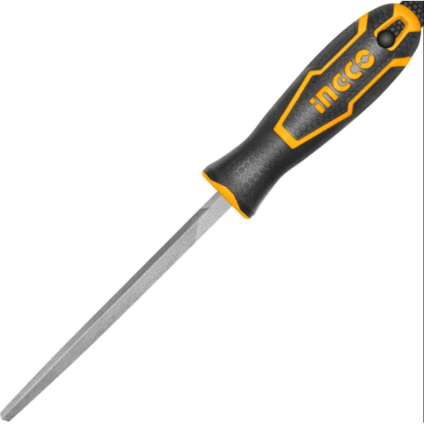 Lima Triangular Murca Picado Duplo Ingco 8pol (200mm) Com Cabo Emborrachado