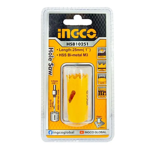 Serra Copo Bimetal Ingco para Metais 25mm Passo Variavel