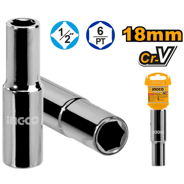 Soquete Sextavado Longo Ingco 1/2 Pol 18mm