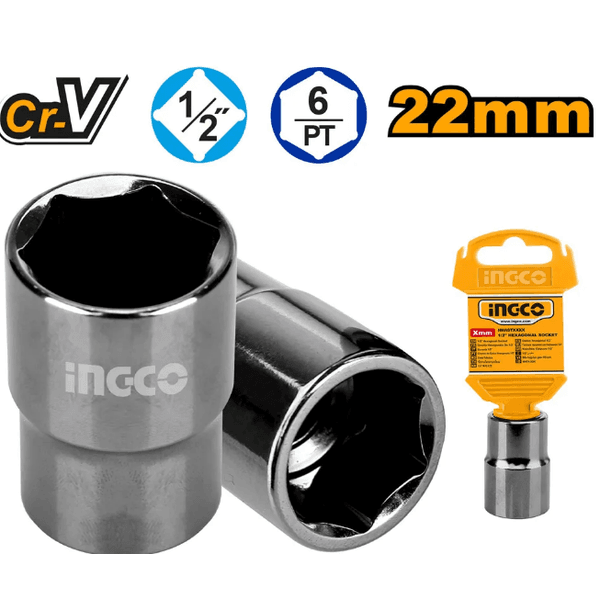 Soquete Sextavado Ingco 1/2pol 22mm