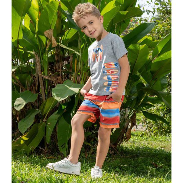 Pijama Infantil Masculino Prancha Surf Marrom