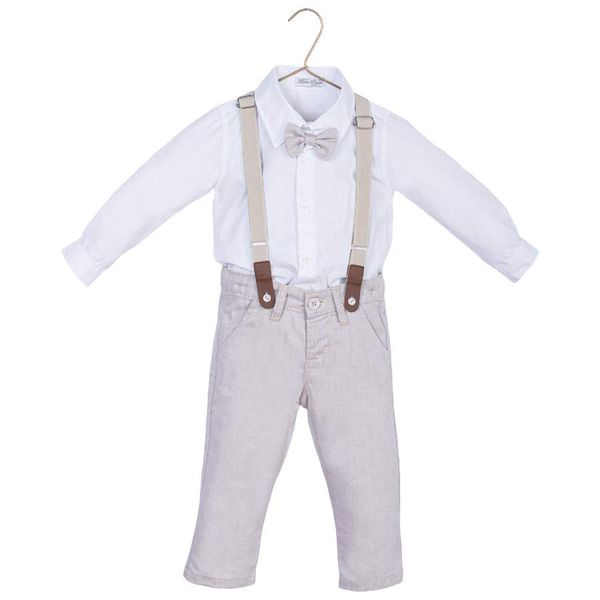 Conjunto Batizado Oxford Bege