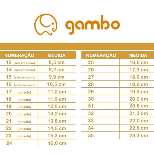 Numeração de top tenis para bebe